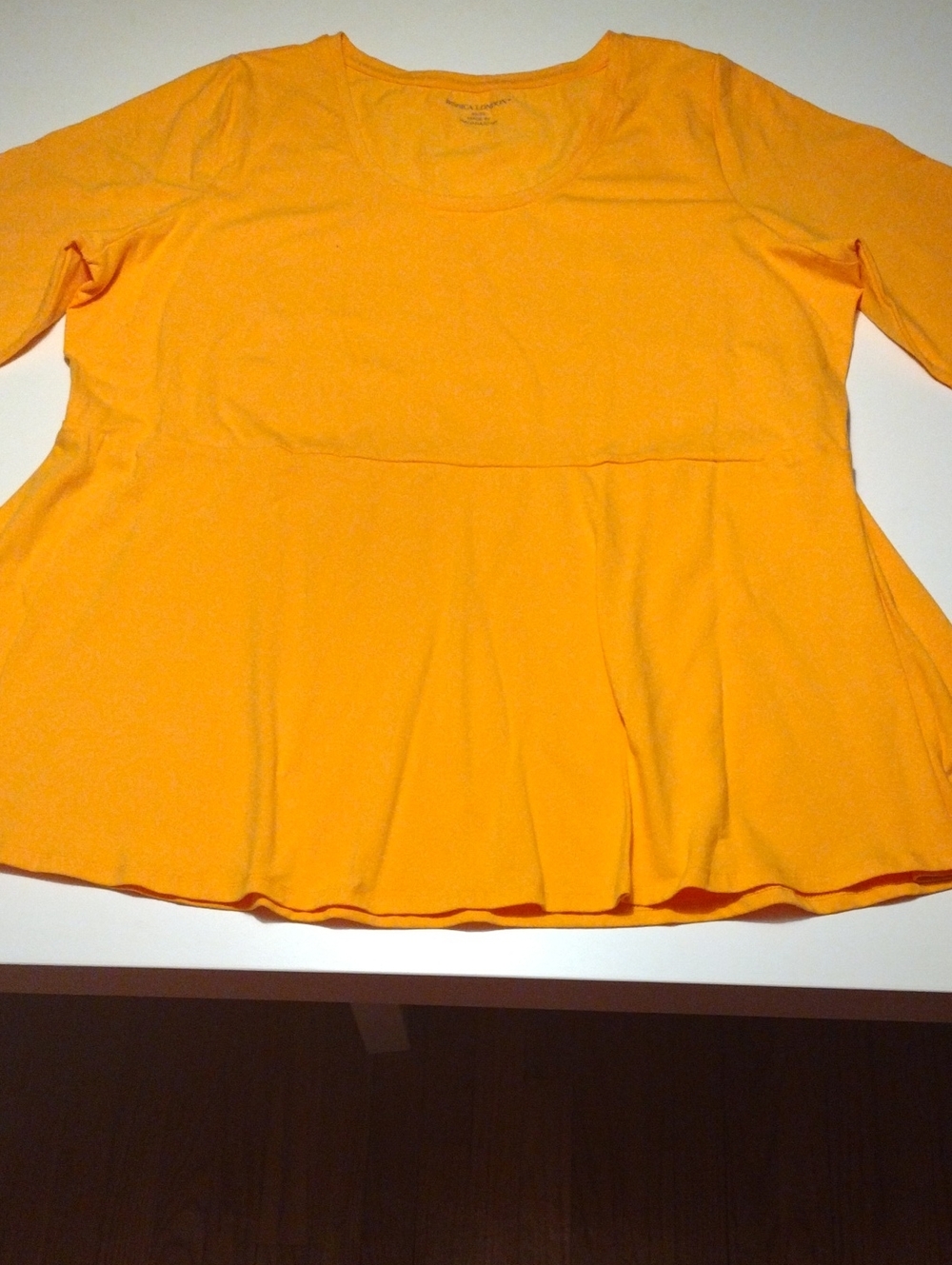 Jessica London Orange Peplum Scoop-Neck Long Sleeve Top